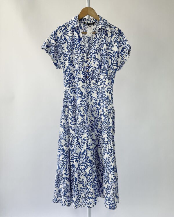 Vestido branco com estampa azul laise ZARA - M VENDIDO SISTEMA OTO