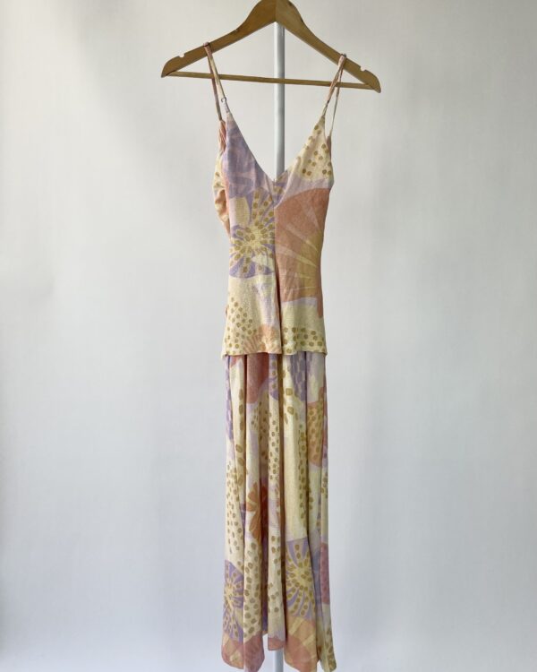 Vestido longo tricot estampa praia com fios de lurex FARM - PP *nunca usado* - VENDIDO SIST OTO