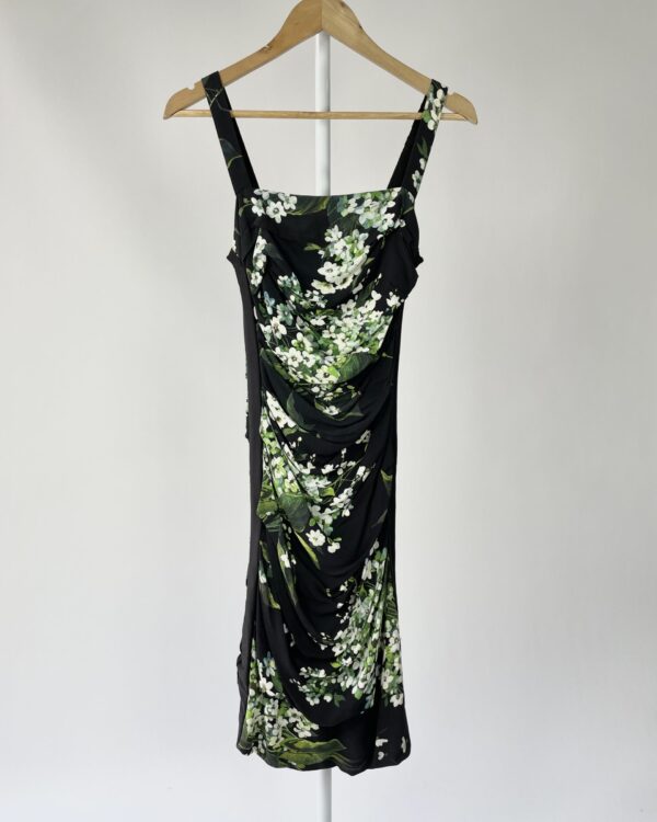 Vestido seda preto com estampa DOLCE & GABBANA - PP - VENDIDO SISTEMA OTO