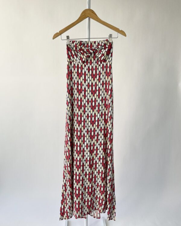 Vestido midi sem alça estampa geométrica TOTEM - P - VENDIDO SSITEMA OTTO