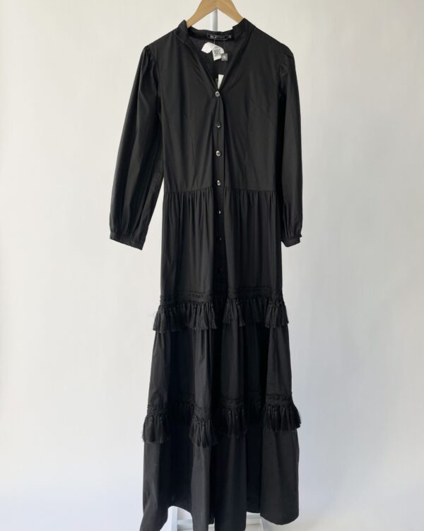 Vestido longo preto com detlahes na barra BIANCA GIBBON - 38 *nunca usado*