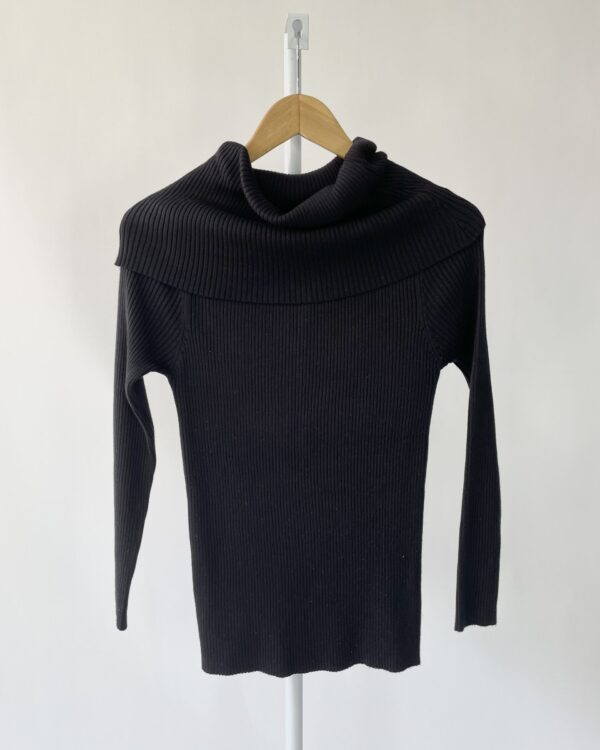 Blusa preta tricot canelado com manga EDGE OF ROCK - P - VENDIDO SISTEMA OTO