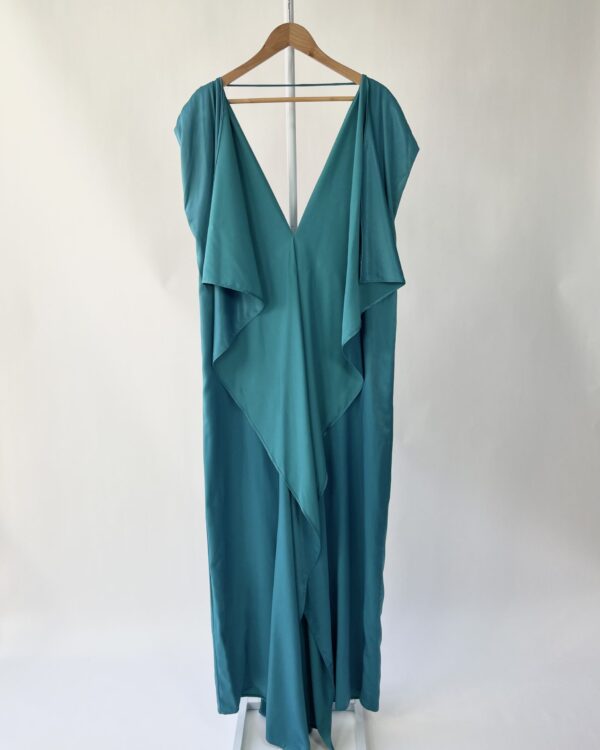 Vestido longo azul  acetinado TISSÉ - P - VENDIDO SISTEMA OTO