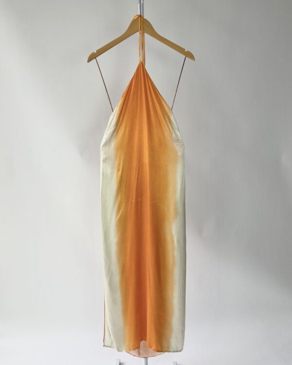 Vestido laranja com branco acetinado ISY- P - VENDIDO SISTEMA OTO