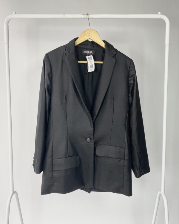 Blazer preto alongado bordado nas costas ACAROLAC BRAND - PP - VENDIDO SISTEMA OTO