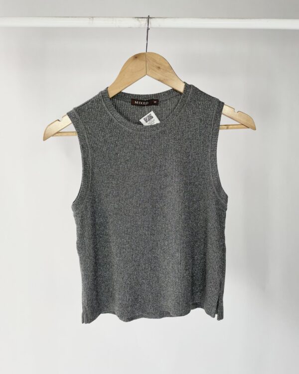 Blusa tricot cinza com fios de lurex MIXED - PP VENDIDO SISTEMA OTO