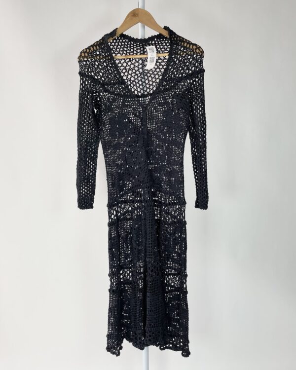 Vestido midi crochê preto - P - VENDIDO SISTEMA OTO