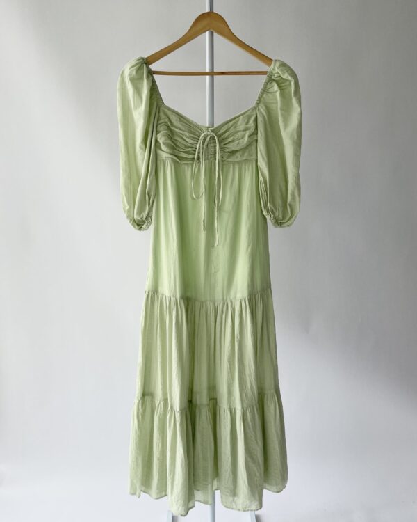 Vestido algodão longo verde manga bufante IORANE - 34 - VENDIDO SISTEMA OTO