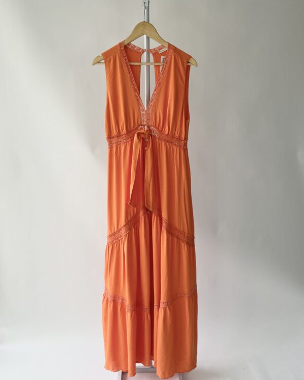 Vestido longo laranja detalhes em renda DRESS TO - G - VENDIDO SISTEMA OTO