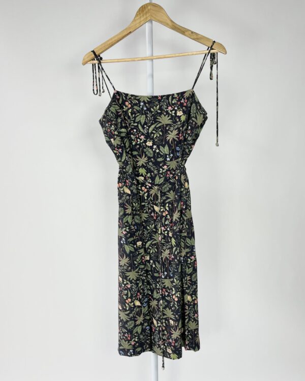 Vestido midi azul marinho com estampa flores VANESSA TOBLER - M - VENDIDO SISTEMA OTO