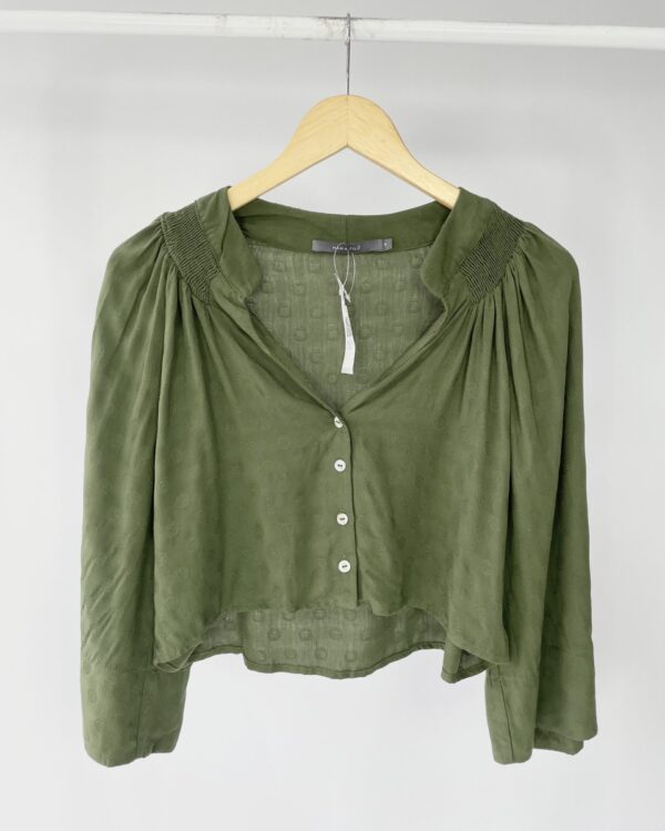 Blusa curta mangas longas verde musgo MARIA FILÓ - P - VENDIDO SISTEMA OTO