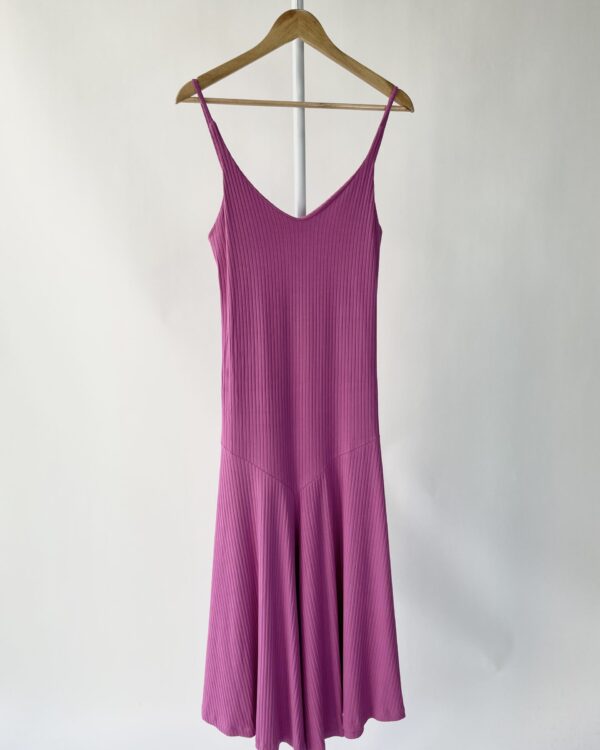 Vestido midi malha canelada fúcsia FARM - M - VENDIDO SISTEMA OTO