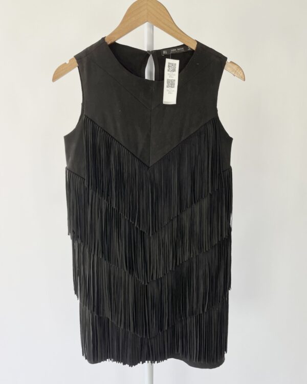 Vestido curto preto suede com franjas  ZARA - P - VENDIDO SISTEMA OTO