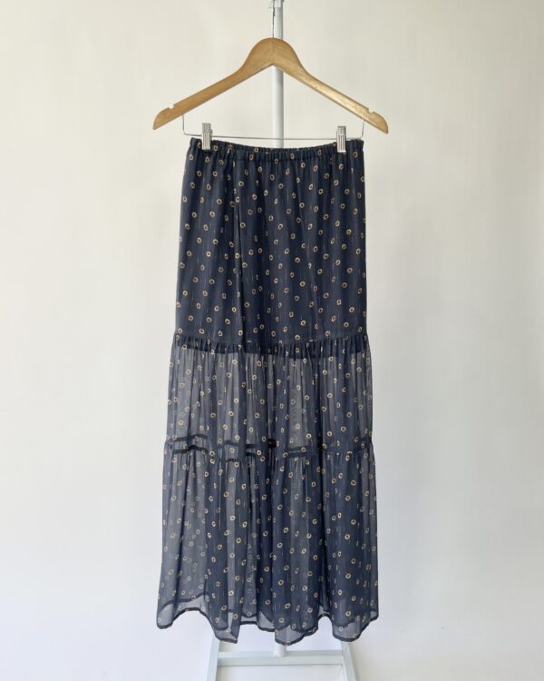 Saia seda midi azul marinho estampada ATEEN - P *nunca usada* - VENDIDO SISTEMA OTO