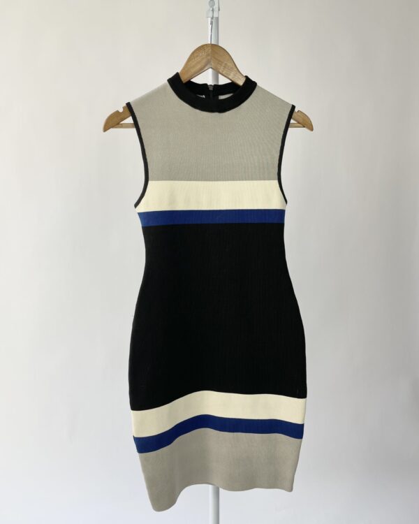 Vestido tricot curto preto com listras ANIMALE - P - VENDIDO SISTEMA OTO