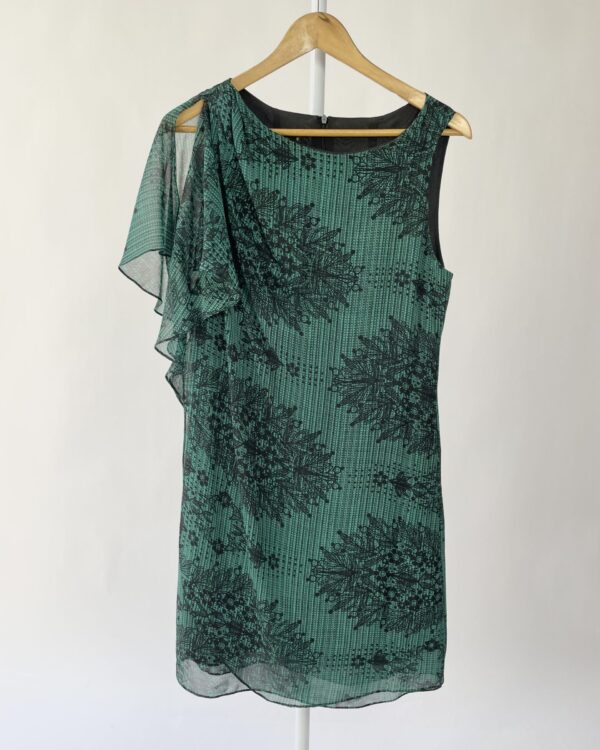 Vestido curto verde e preto estampado SACADA - 40 - VENDIDO SISTEMA OTO