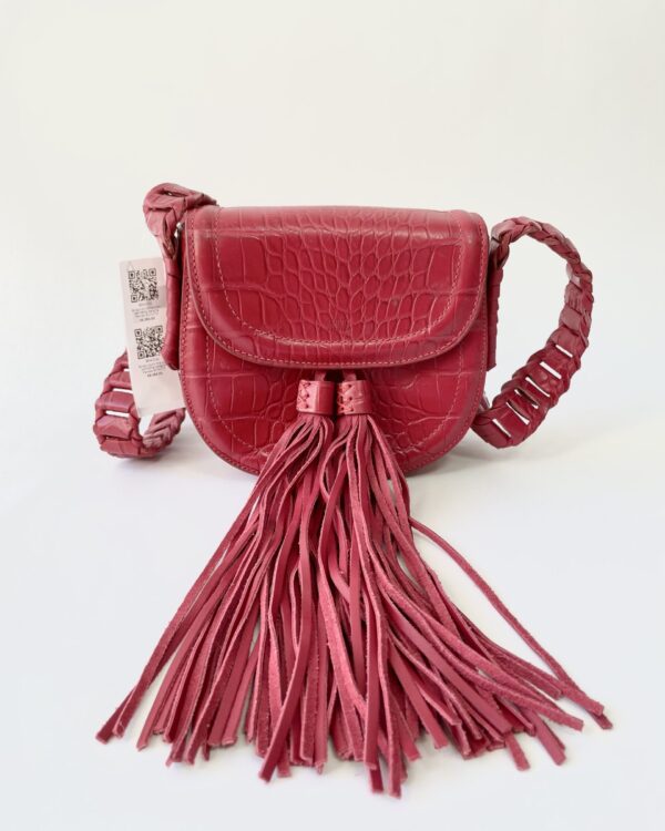 Bolsa couro tira colo vermelha detalhe franjas SCHUTZ - VENDIDO SISTEMA OTO