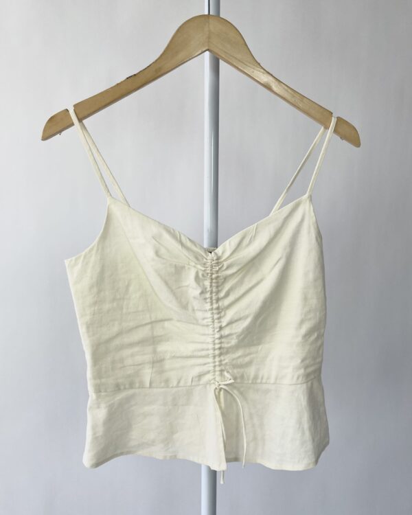 Blusa linho curta off white ZARA - P - VENDIDO SISTEMA OTO