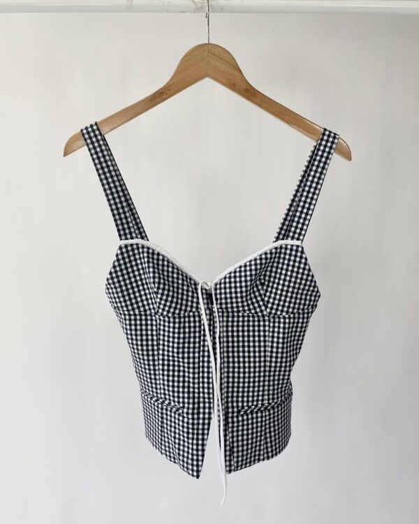 Blusa corset xadrez vichy p&b ZARA - P *nunca usada* - VENDIDO SISTEMA OTO