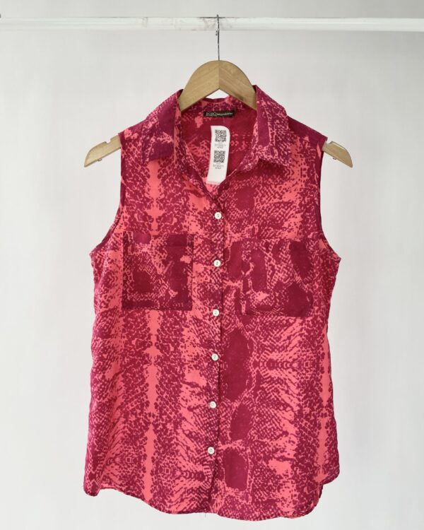 Blusa regata animal print rosa BOBO - P - VENDIDO SISTEMA OTO