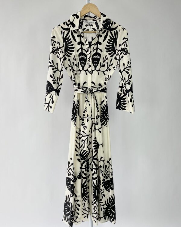 Vestido midi algodão p&b estampado ZARA - PP - vendido sistema oto