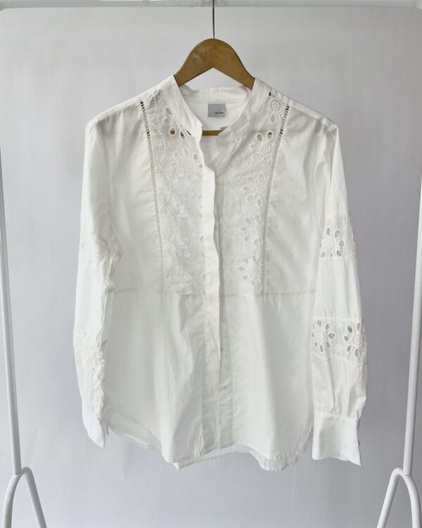 Camisa algodão branca detalhes laise nas mangas SACADA - G - VENDIDO SISTEMA OTO