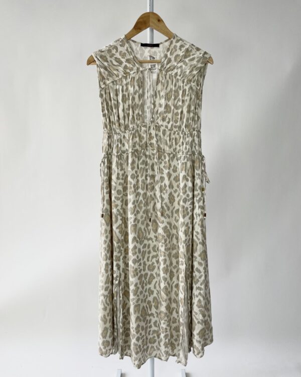 Vestido midi bege estampa onça ANIMALE - 42 - VENDIDO SISTEMA OTO