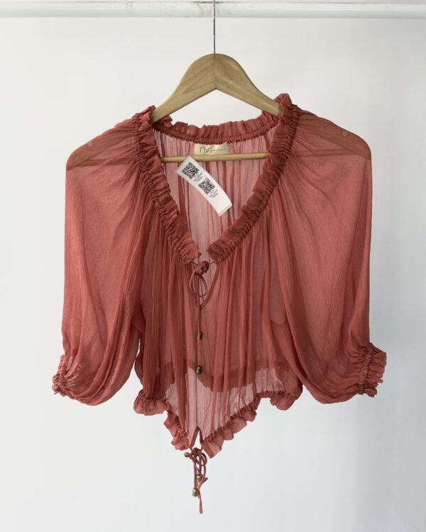Blusa croped seda terracota NV - P - VENDIDO SISTEMA OTO