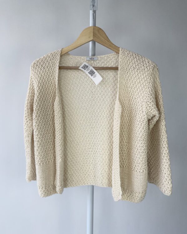 Cardigan crochê bege PATHISA - P - VENDIDO SISTEMA OTO