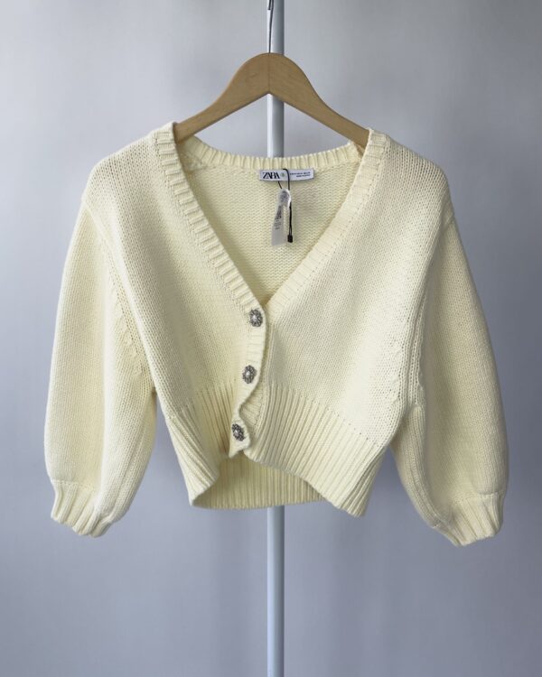 Cardigan amarelo claro com detalhes ZARA - M - VENDIDO SIST OTO