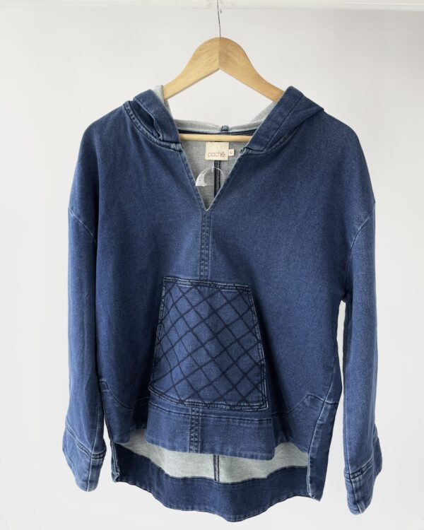 Casaco jeans com capuz e bolso frente CACHE - M