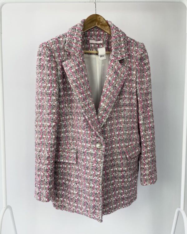 Blazer tweed rosa cinza e branco CURADORIA BRAND STORE - M