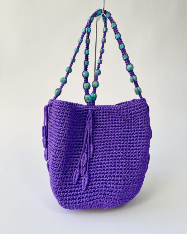 Bolsa roxa alças miçangas azuis - VENDIDO SISTEMA OTO