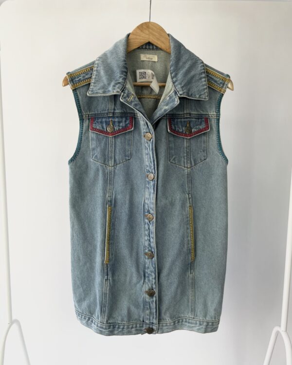 Colete jeans com pesponto NV - PP - VENDIDO SISTEMA OTO