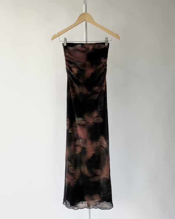 Vestido longo tule tons de marrom BLUESTEEL - PP-VENDIDO SISTEMA OTTO