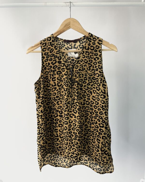 Blusa regata seda amarelo com onça EVA - 36-VENDIDO SISTEMA OTTO