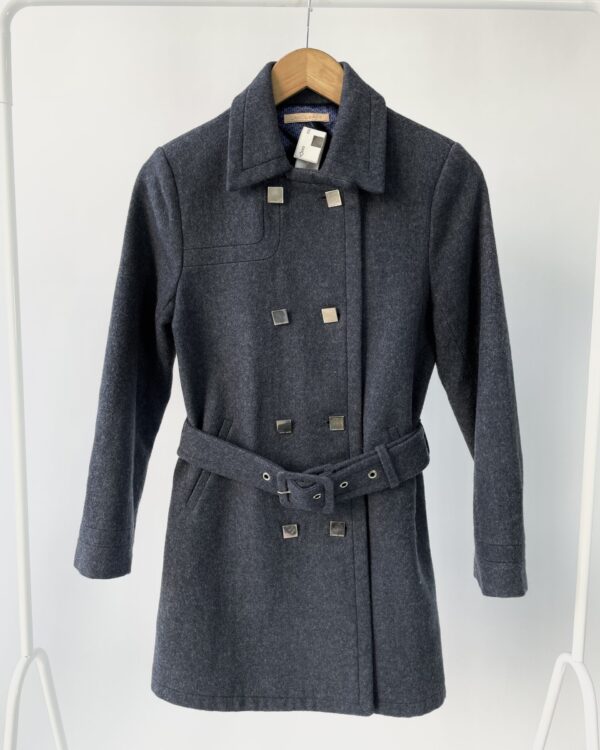 Trench coat azul marinho lã batida CAROL BASSI - 36 - VENDIDO SISTEMA OTO