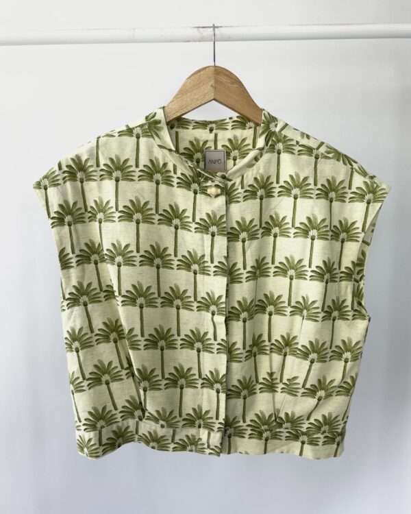 Blusa verde claro com estampa ANPÔ - P - VENDIDO SISTEMA OTO