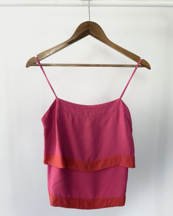 Blusa rosa com vermelho alça fina ANIMALE - 36 - VENDIDO SISTEMA OTO