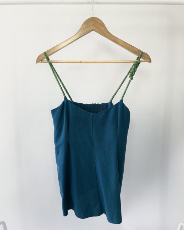 Blusa azul com alça verde CRIS BARROS - 36 - VENDIDO SISTEMA OTO