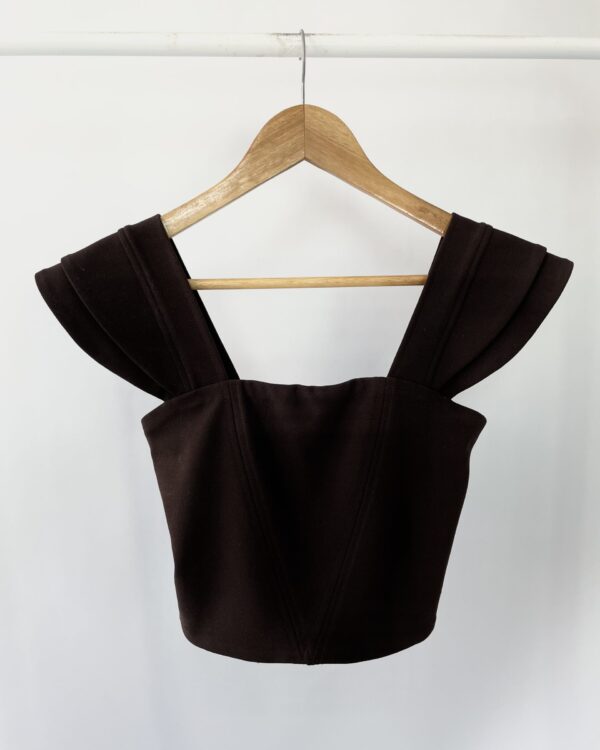 Blusa cropped marrom LINHÁ - PP - VENDIDO SISTEMA OTO