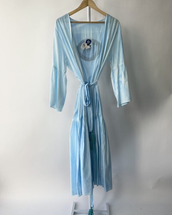 Vestido kimono azul com bordados SOHOOSTYLE - M - VENDIDO SISTEMA OTO
