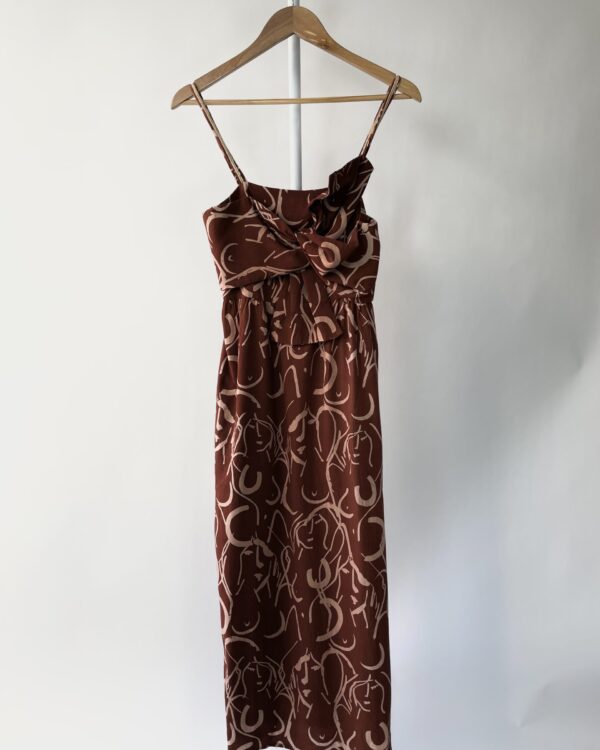 Vestido longo marrom com estampa ANDREA MARQUES - 38 - VENDIDO SISTEMA OTO