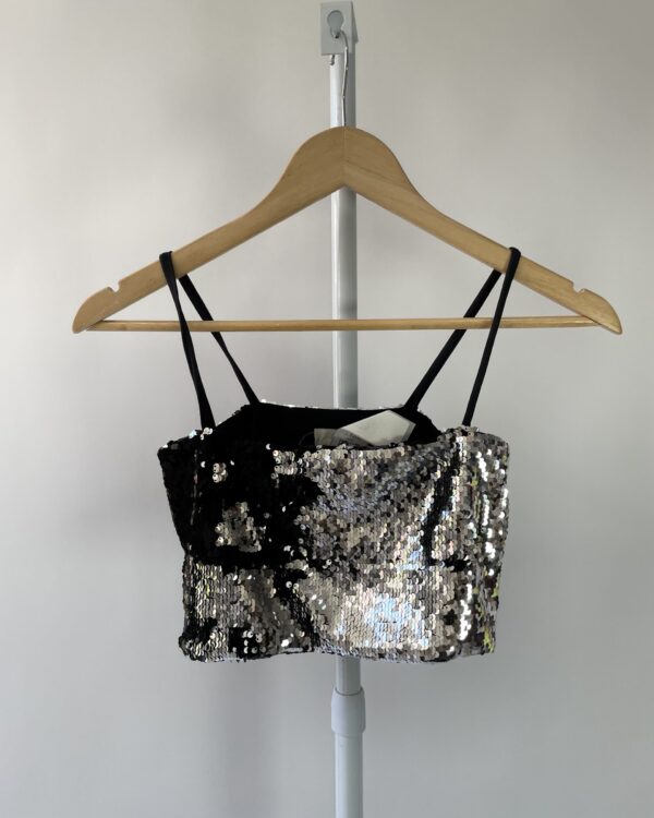 Top preto e prata paete SRI - P - VENDIDO SISTEMA OTO