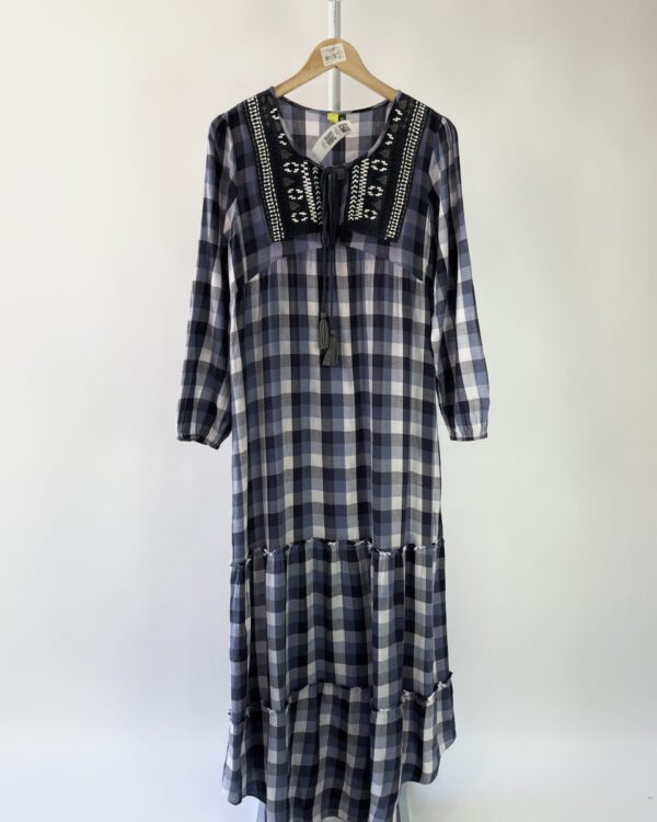 Vestido azul marinho xadrez FARM - P - VENDIDO SISTEMA OTO