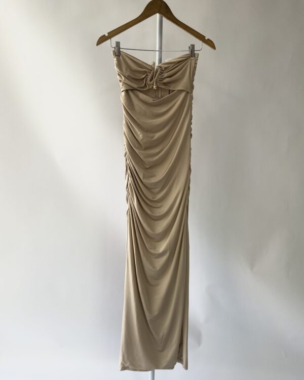 Vestido areia com detalhe dorado ROCK LOLA - P *nunca usado* - VENDIDO SISTEMA OTO