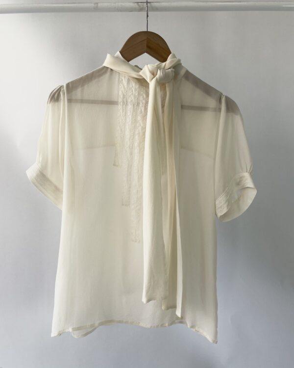 Blusa seda off white com amarração CAROL  BASSI - M