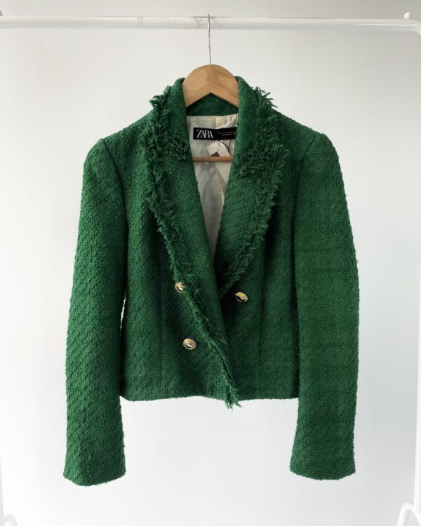 Blazer curto tweed verde botões dourados ZARA - PP - VENDIDO SISTEMA OTO