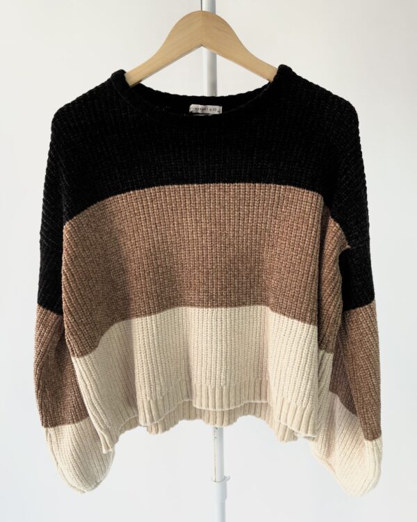 Blusa tricot listras preta bege e off white MARKET 33 - P - VENDIDO SISTEMA OTO