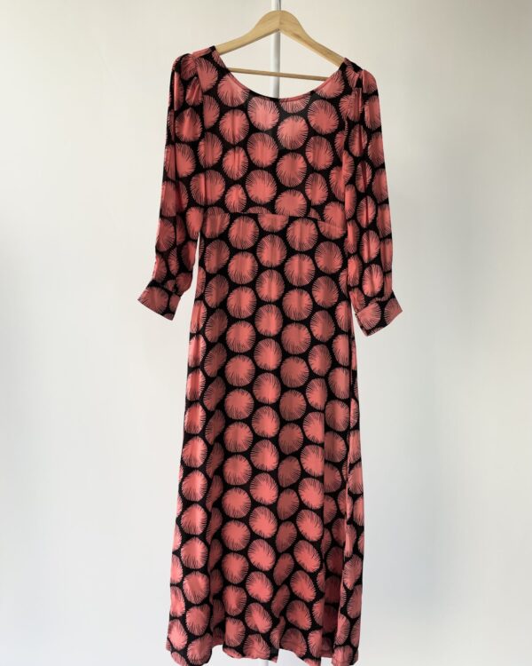 Vestido longo preto e rosa estampado TOTEM - P - VENDIDO SISTEMA OTO